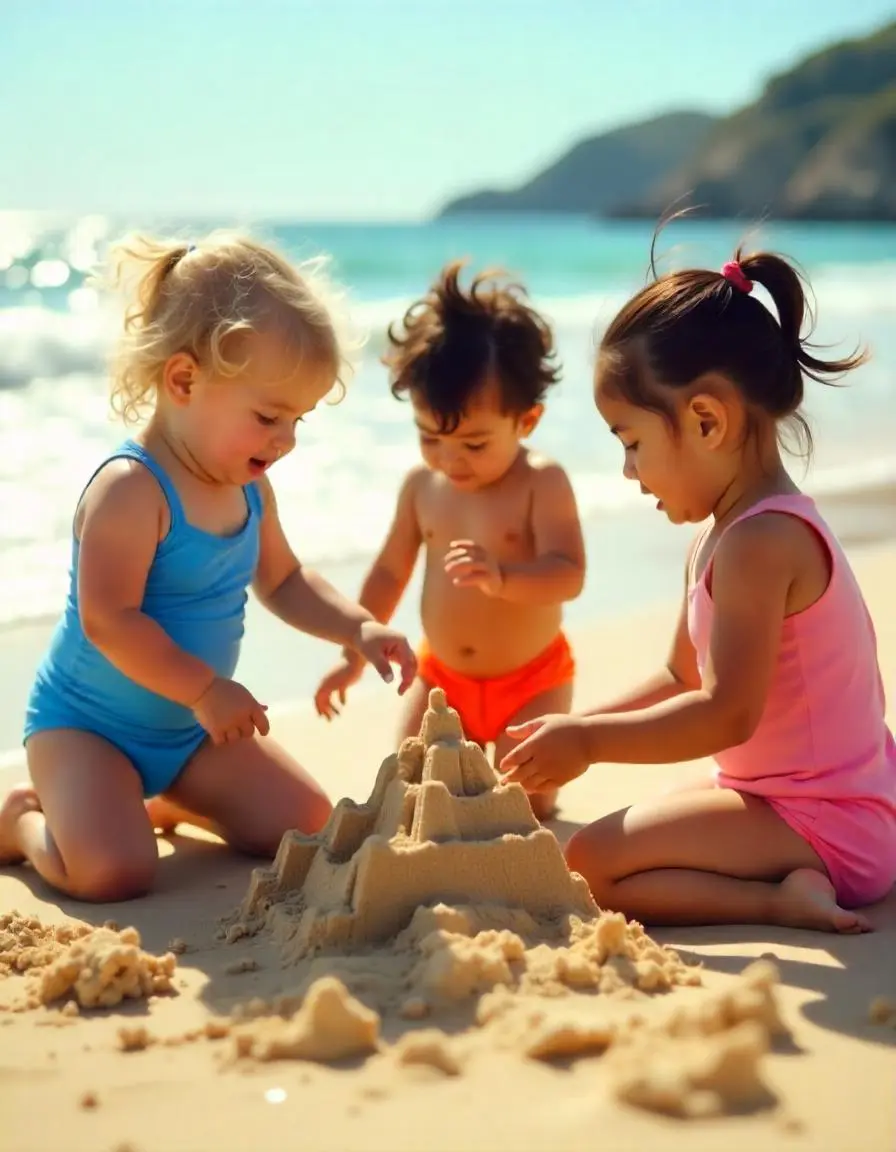 3 Spielende Kinder am Strand